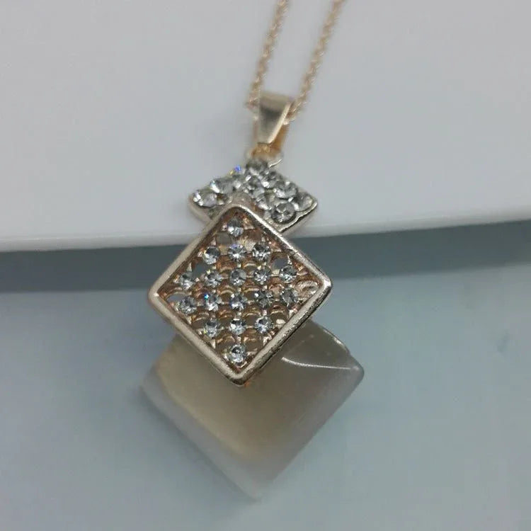 Pink Triple Diamond Necklace Set - Bazaare Mart