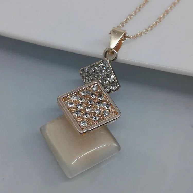 Pink Triple Diamond Necklace Set - Bazaare Mart