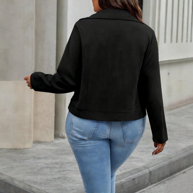 Plus Size Black Zip Up Jacket - Bazaare Mart