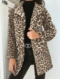 Plush Slim-fit Leopard Coat Cream color Bazaare Mart Leopard Open Front Cardigan