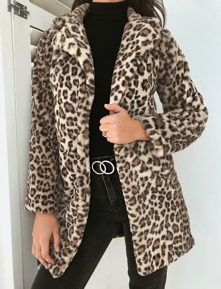 Plush Slim - fit Leopard Coat - Bazaare Mart