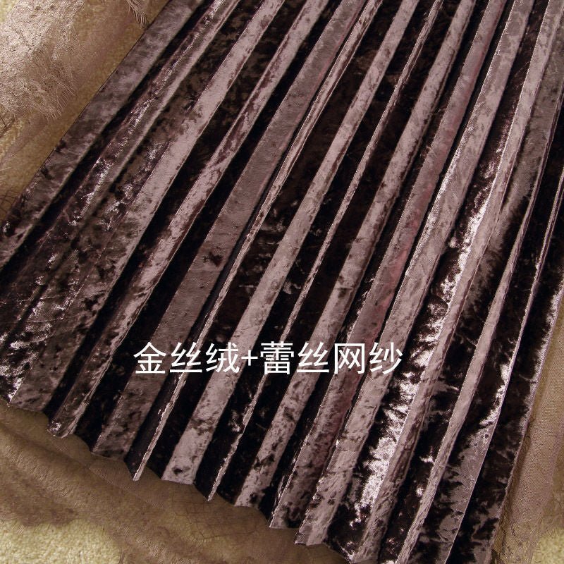 Plush Velvet Pleated Midi Skirt - Bazaare Mart