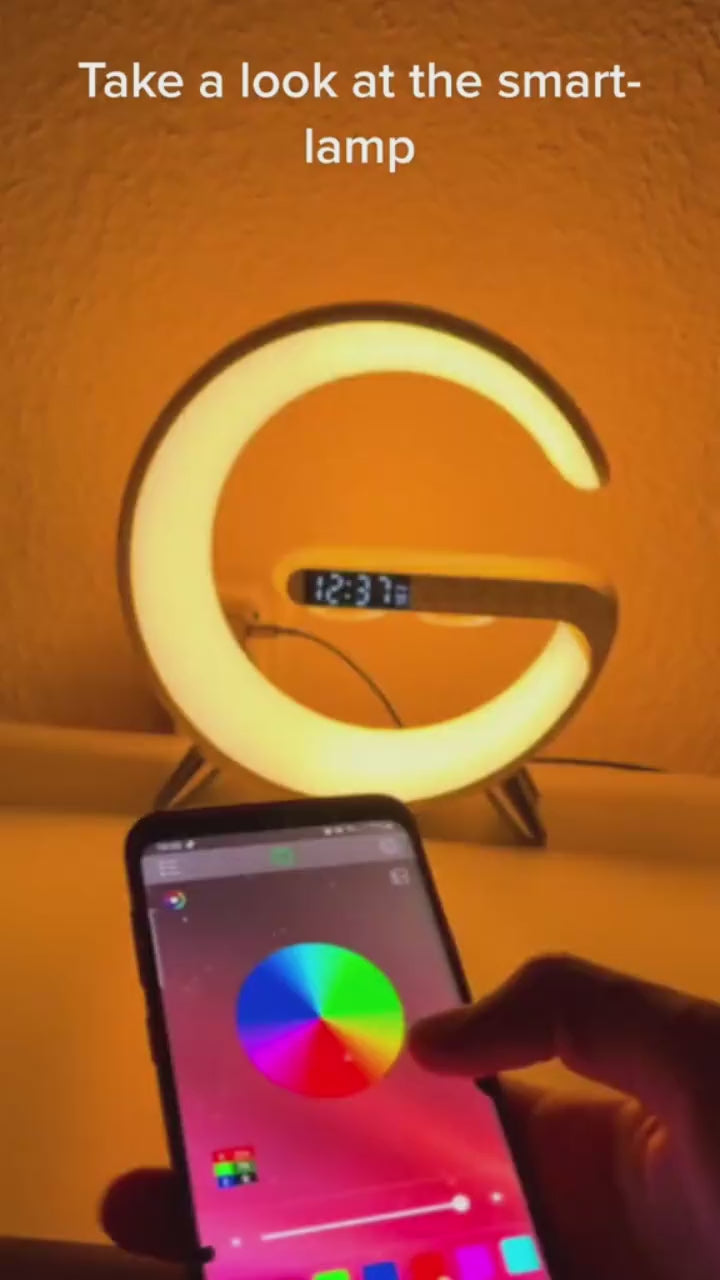 New Intelligent G Shaped LED Lamp Bluetooth Speaker & Wireless Charger