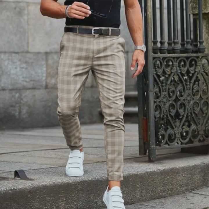 Thin Loose Plaid Pants