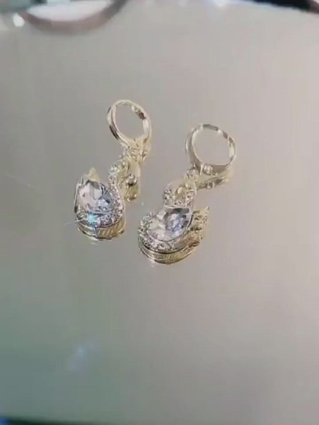 Rhinestone Swan Earrings