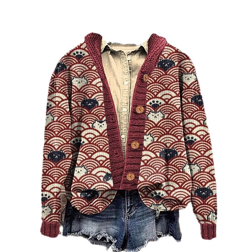 Printed Autumn Cardigan - Bazaare Mart