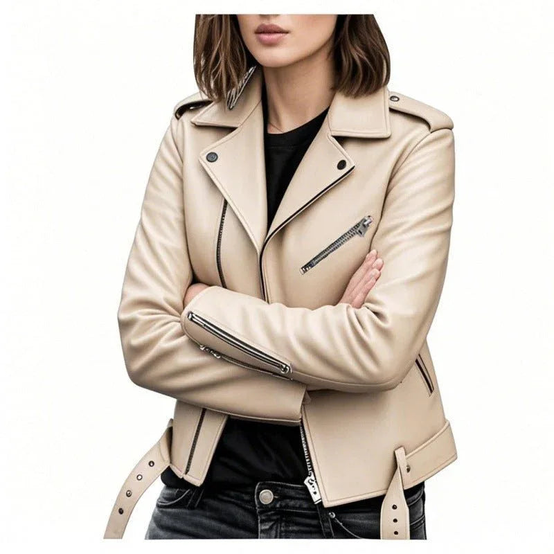 PU Leather Biker Jacket Khaki Bazaare Mart PU Leather Jacket
