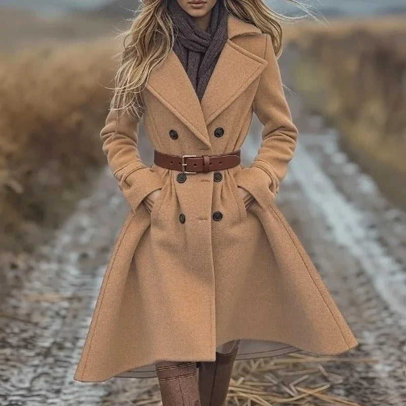 Retro Double Breast Wool Trench Coat Khaki Bazaare Mart New Trench Coat