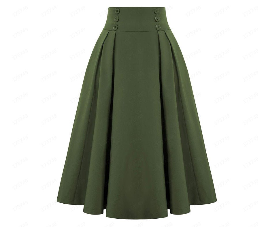 Retro Pleated Full Midi Skirt - Bazaare Mart
