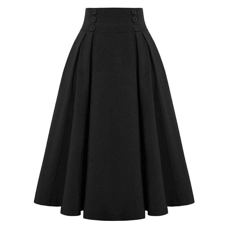Retro Pleated Full Midi Skirt - Bazaare Mart