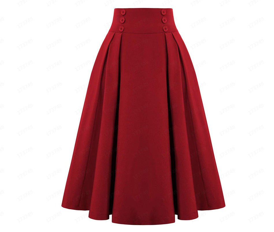 Retro Pleated Full Midi Skirt - Bazaare Mart