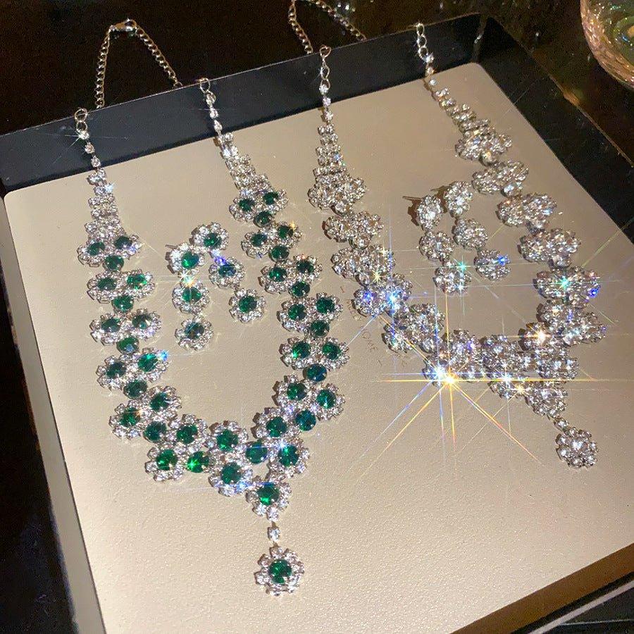 Rhinestone Multi-layer Floral Jewelry Set - Bazaare Mart