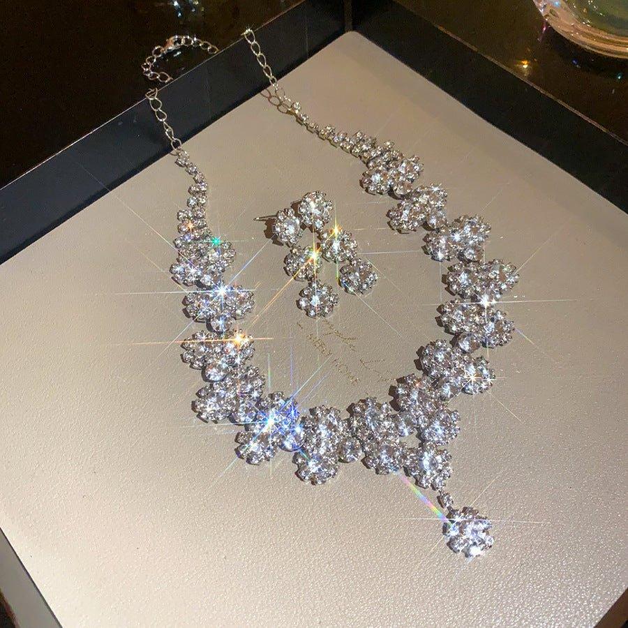 Rhinestone Multi-layer Floral Jewelry Set - Bazaare Mart