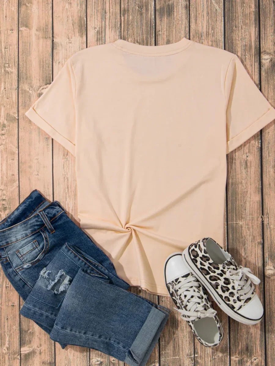 Sequin Horses Casual Crewneck T Shirt Bazaare Mart Sequin Horses Patched Casual Crewneck T Shirt