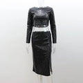 Sequin Two-piece Skirt Set Black Bazaare Mart Sequin Skirt Outfit