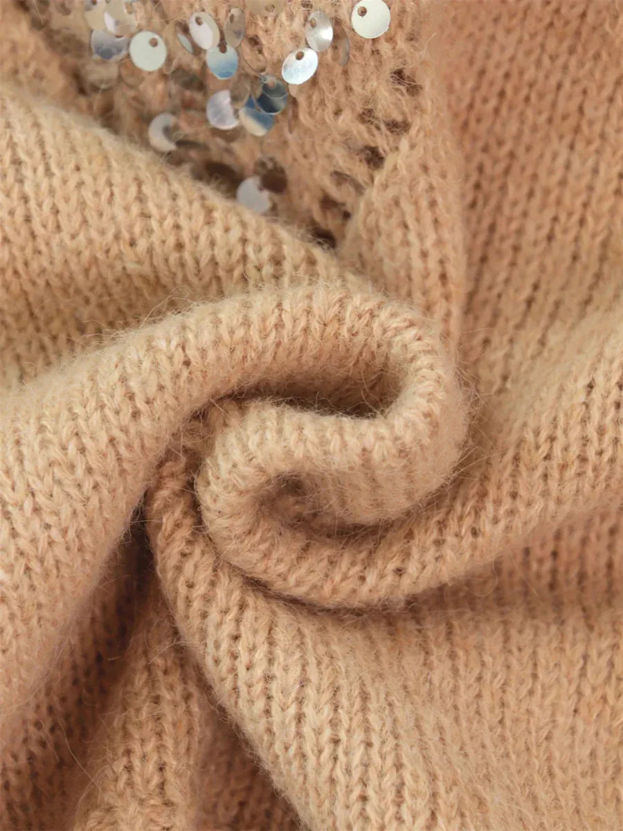 Sequined Diamond Pattern Oversized Sweater Bazaare Mart Sequined Diamond Pattern Oversized Sweater