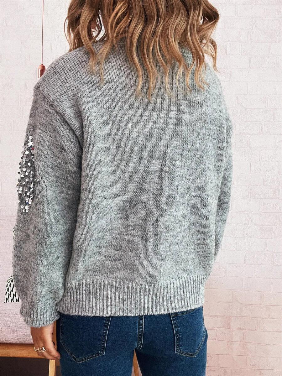 Sequined Diamond Pattern Oversized Sweater Bazaare Mart Sequined Diamond Pattern Oversized Sweater
