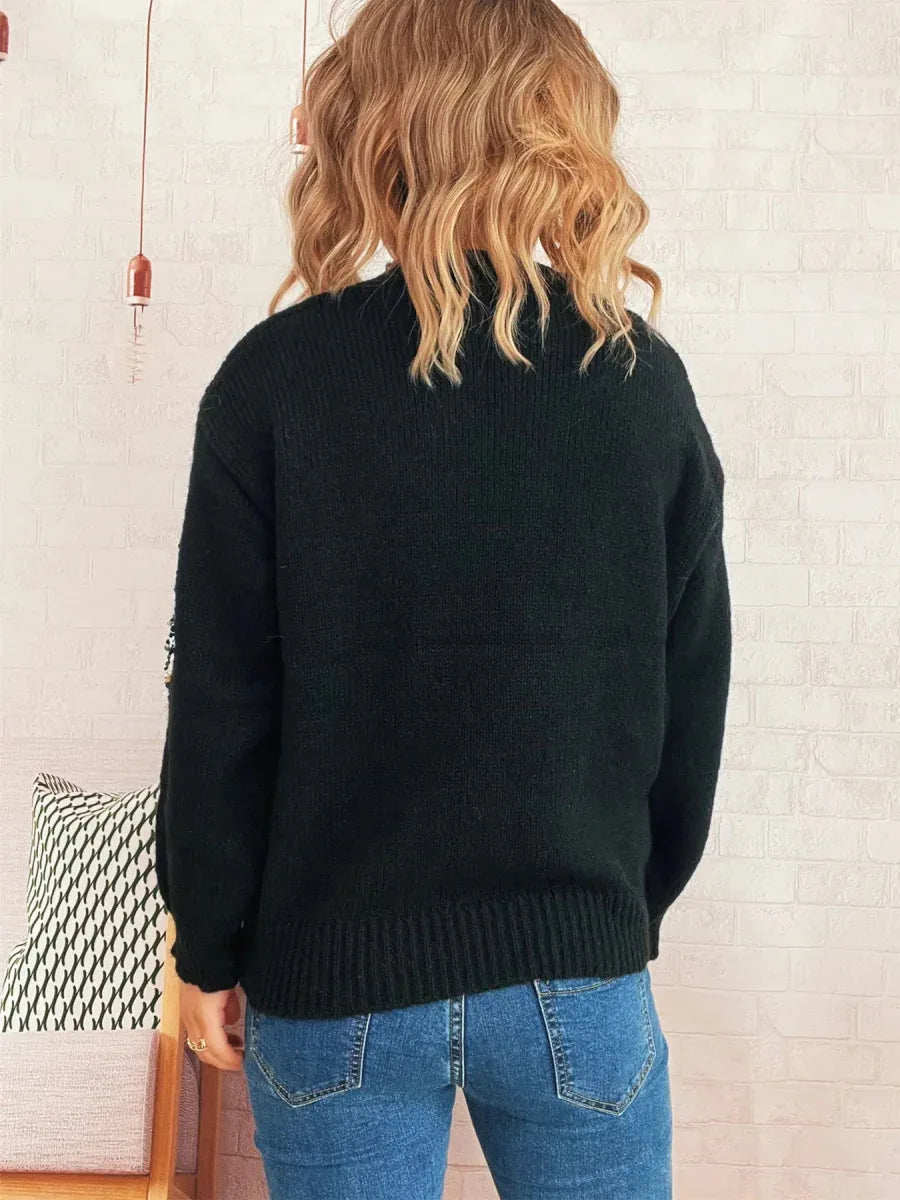 Sequined Diamond Pattern Oversized Sweater Bazaare Mart Sequined Diamond Pattern Oversized Sweater