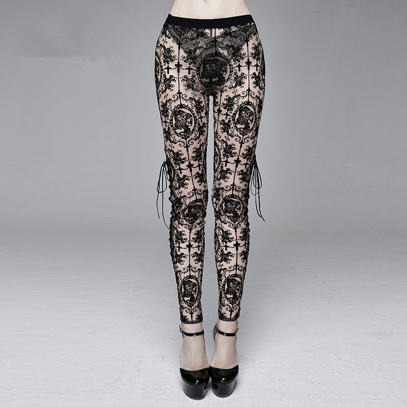 Sexy Black Lace Gothic Leggings - Bazaare Mart
