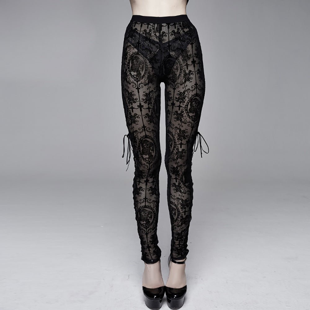 Sexy Black Lace Gothic Leggings - Bazaare Mart