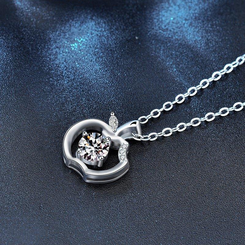Silver Apple Moissanite Necklace - Bazaare Mart