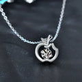 Silver Apple Moissanite Necklace Apple Bazaare Mart Silver Apple Necklace