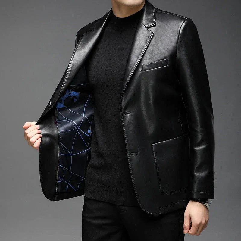 Single-breasted PU Leather Jacket Bazaare Mart PU Leather Blazer