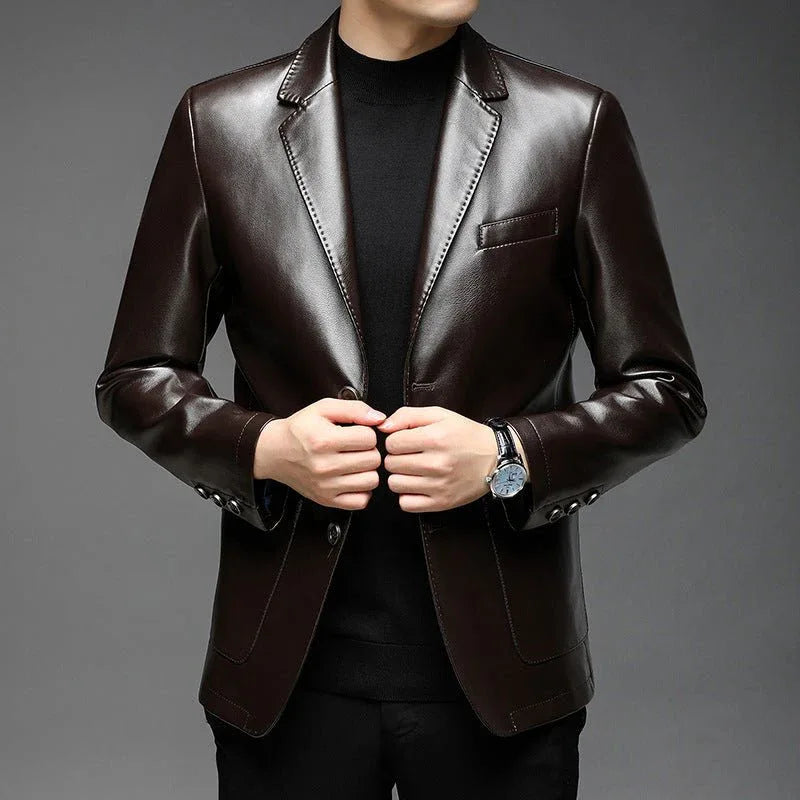 Single-breasted PU Leather Jacket Bazaare Mart PU Leather Blazer