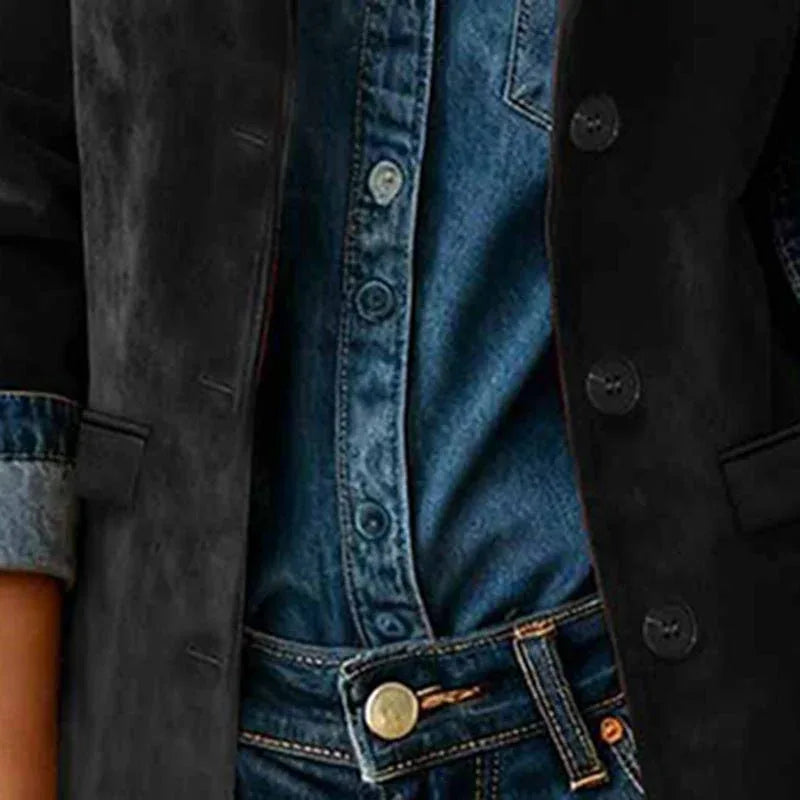 Solid Color Faux Suede Blazer