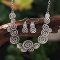 Spiral Necklace and Earring Set Silver Bazarre Mart Swirl Jewelry Set