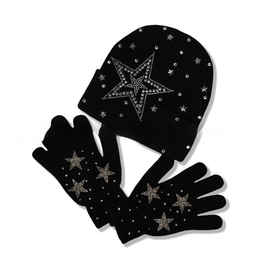 Star Studded Hat & Gloves Set - Bazaare Mart