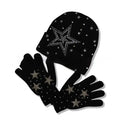 Star Studded Hat & Gloves Set Black Bazaare Mart Star Cap and Gloves