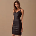 Strappy Leather Dress Black Bazaare Mart PU Leather Slip Dress