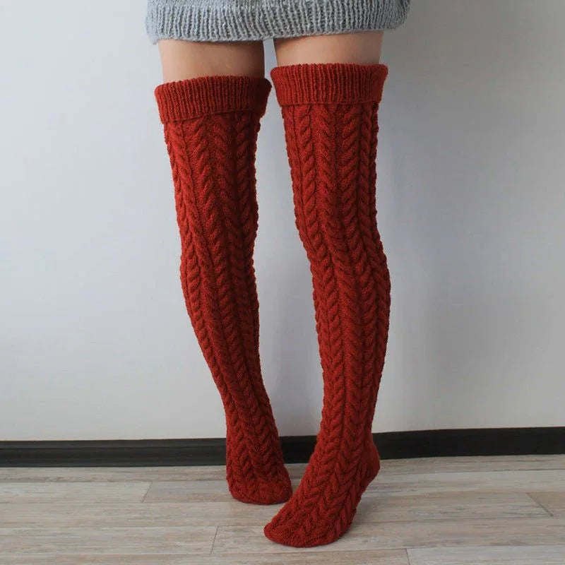 Thigh High Twist Knit Stockings Bazaare Mart Thigh High Thick Knit Stockings