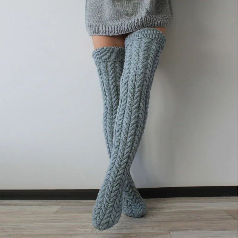 Thigh High Twist Knit Stockings Bazaare Mart Thigh High Thick Knit Stockings