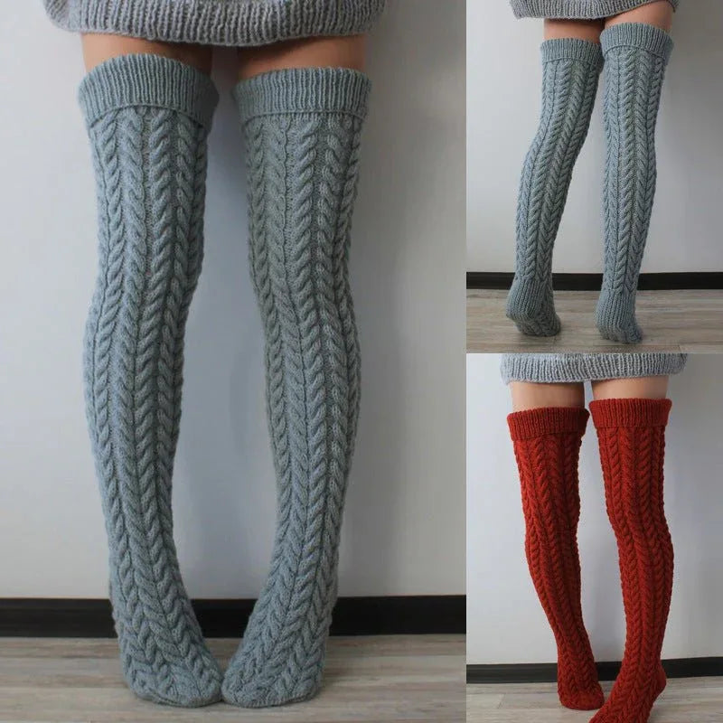 Thigh High Twist Knit Stockings Bazaare Mart Thigh High Thick Knit Stockings