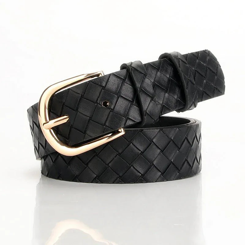 Trendy Woven Imitation Leather Belt Black 106cm To 109cm Bazaare Mart Lattice Woven Belt