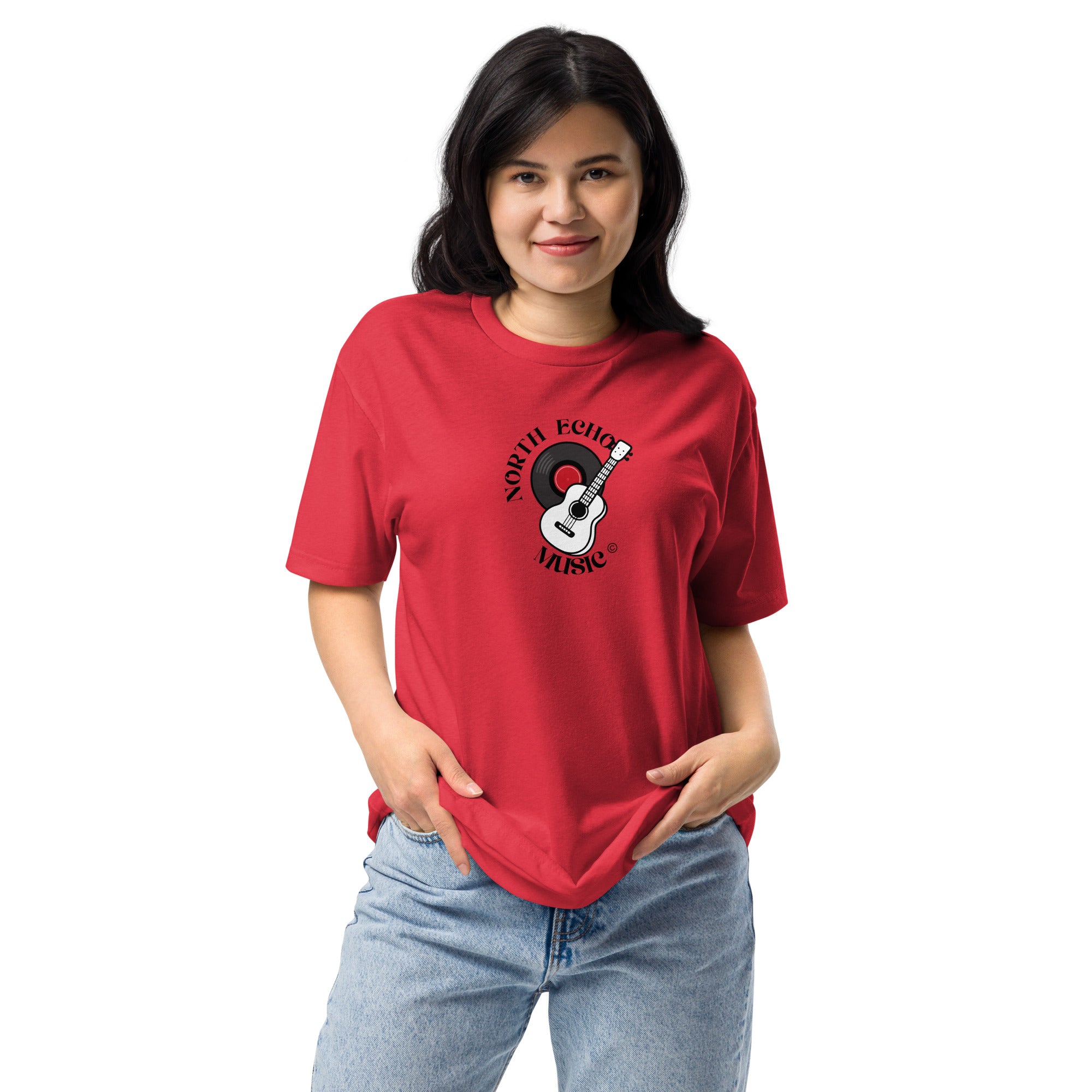 Unisex Fitted North Echo Music Company T-Shirt Red Bazaare Mart Graphic Tees