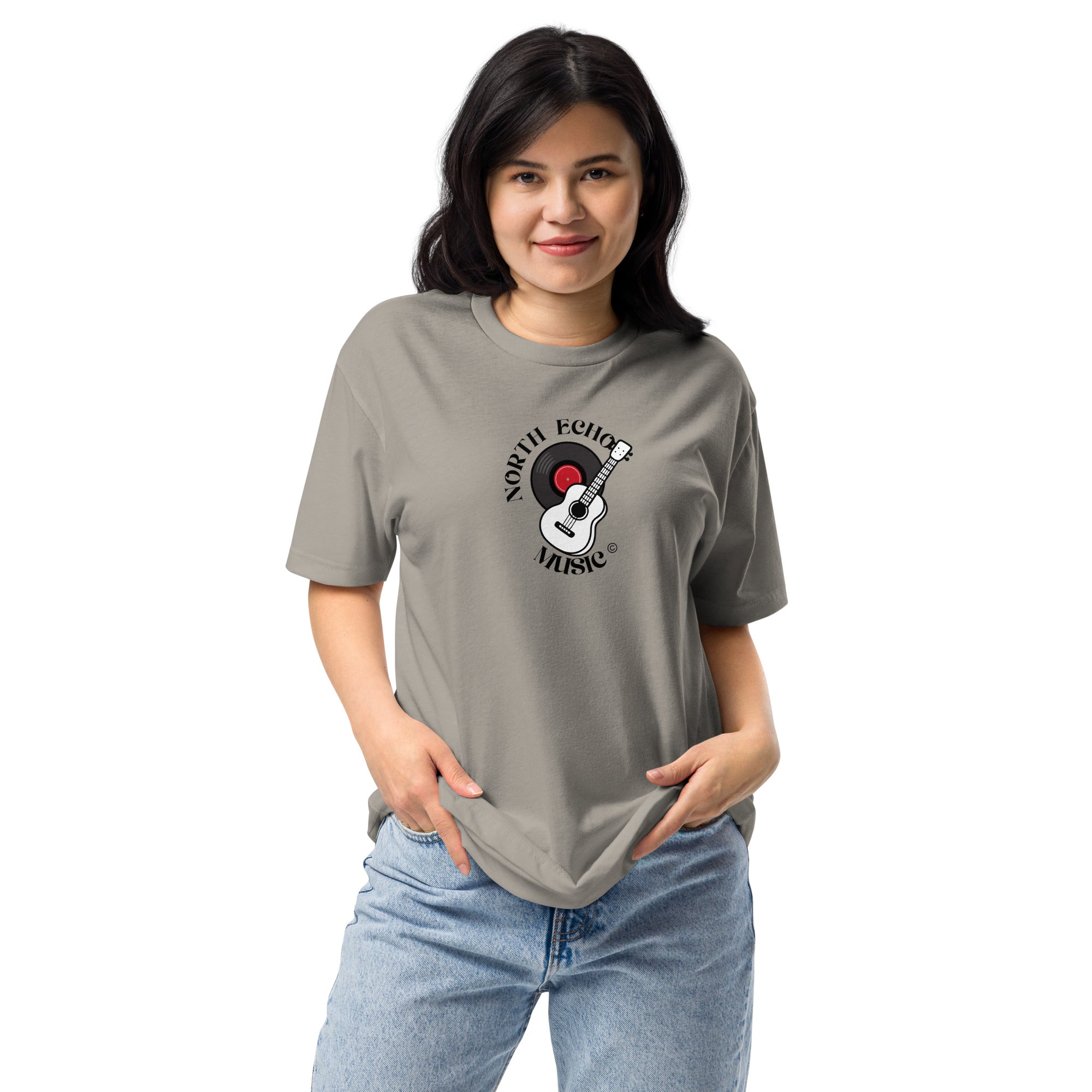 Unisex Fitted North Echo Music Company T-Shirt Stone Grey Bazaare Mart Graphic Tees