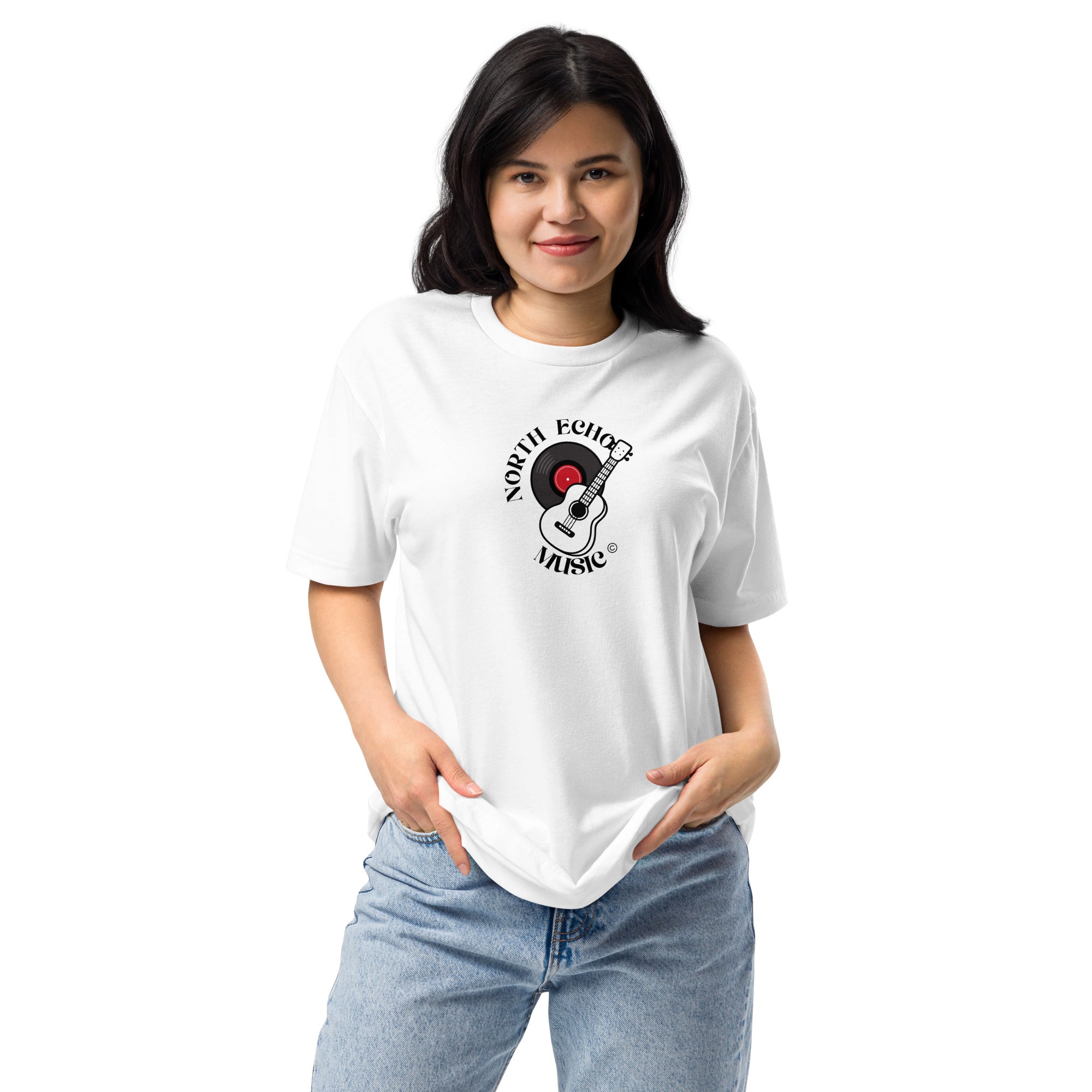 Unisex Fitted North Echo Music Company T-Shirt White Bazaare Mart Graphic Tees