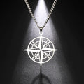 Unisex Stainless Steel Compass Necklace Steel Color Bazaare Mart Compass Necklace