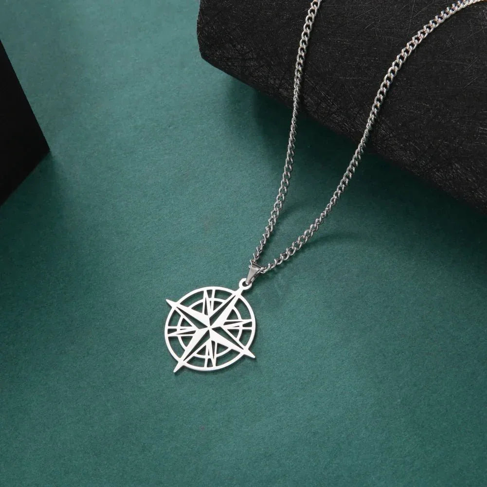 Unisex Stainless Steel Compass Necklace Bazaare Mart Compass Necklace