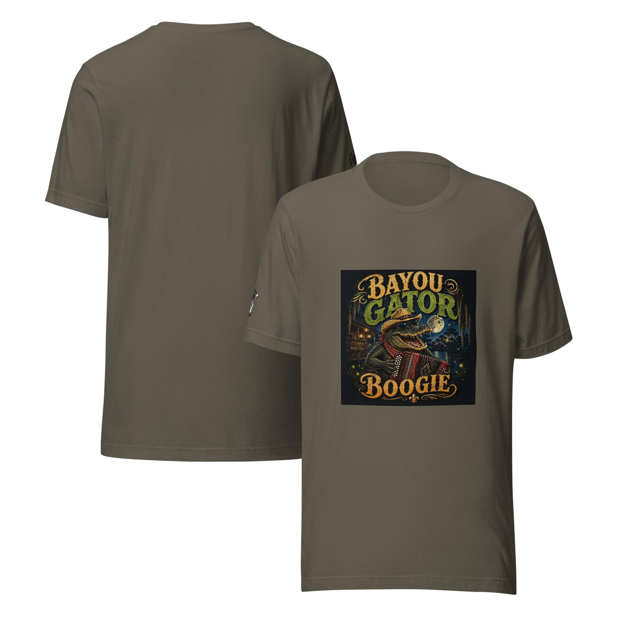Bayou Gator Boogie Unisex Graphic T-Shirt | Louisiana Zydeco Music Tee Army Bazaare Mart Graphic Tees
