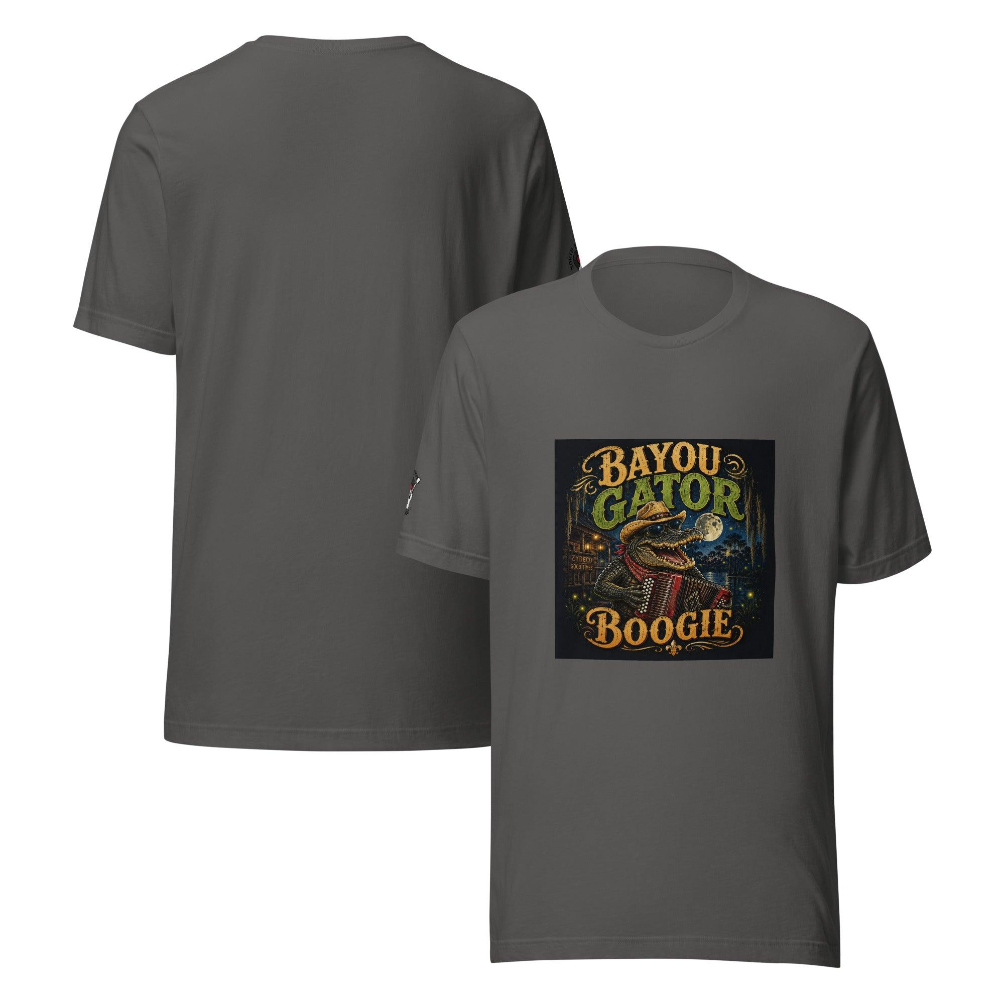 Bayou Gator Boogie Unisex Graphic T-Shirt | Louisiana Zydeco Music Tee Asphalt Bazaare Mart Graphic Tees