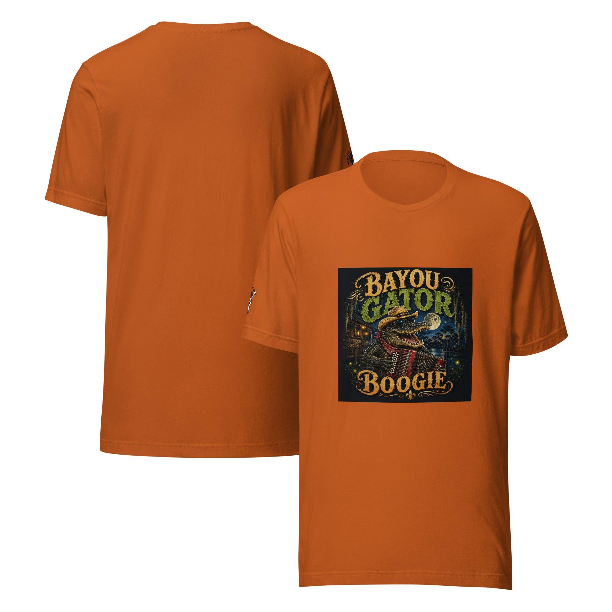Bayou Gator Boogie Unisex Graphic T-Shirt | Louisiana Zydeco Music Tee Autumn Bazaare Mart Graphic Tees