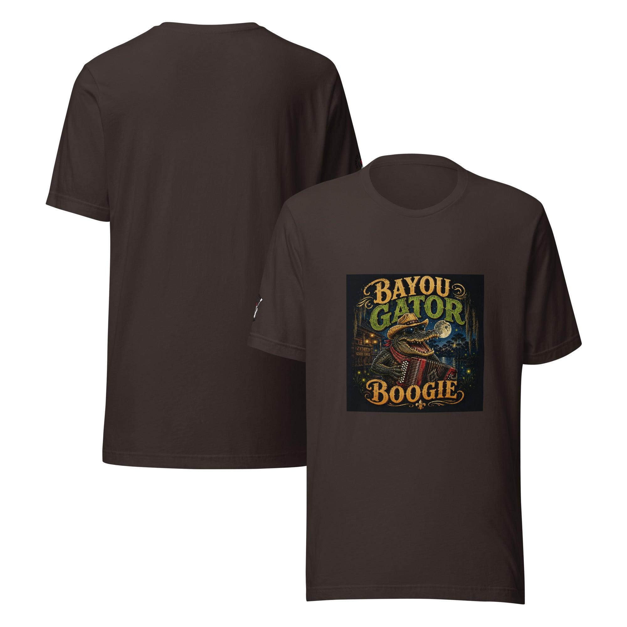 Bayou Gator Boogie Unisex Graphic T-Shirt | Louisiana Zydeco Music Tee Brown Bazaare Mart Graphic Tees