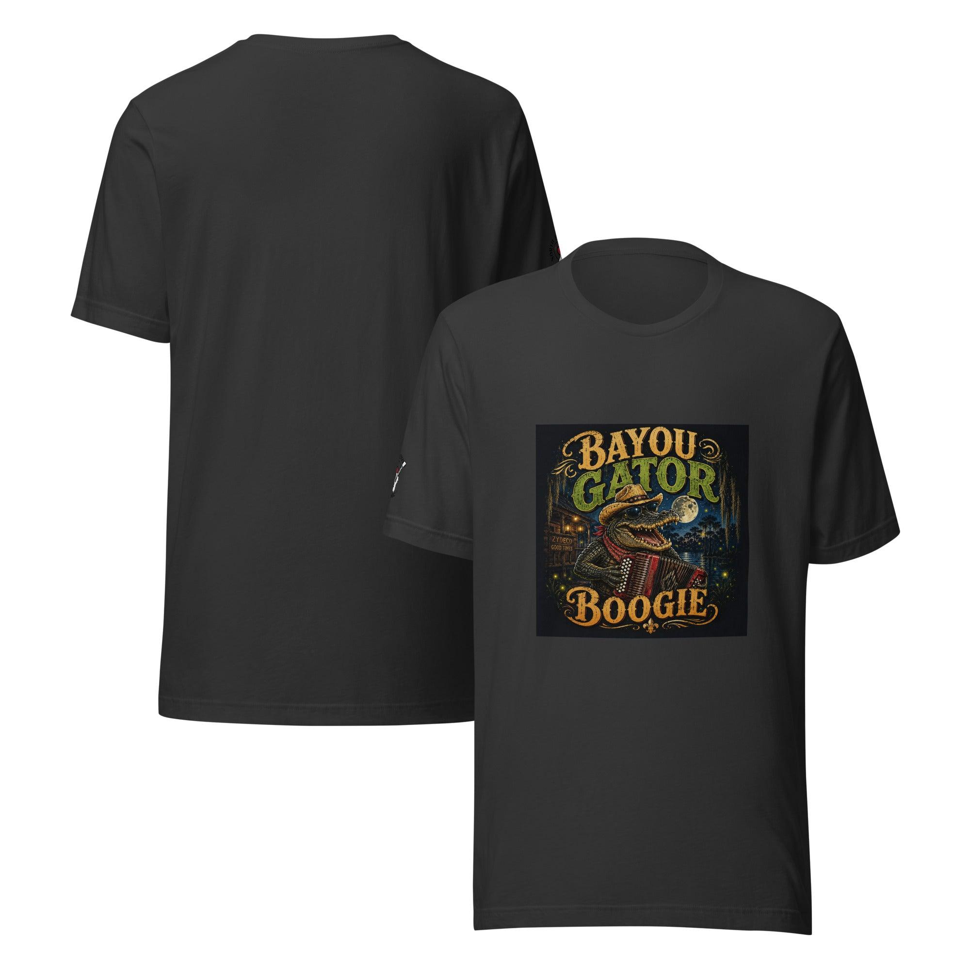 Bayou Gator Boogie Unisex Graphic T-Shirt | Louisiana Zydeco Music Tee Dark Grey Bazaare Mart Graphic Tees