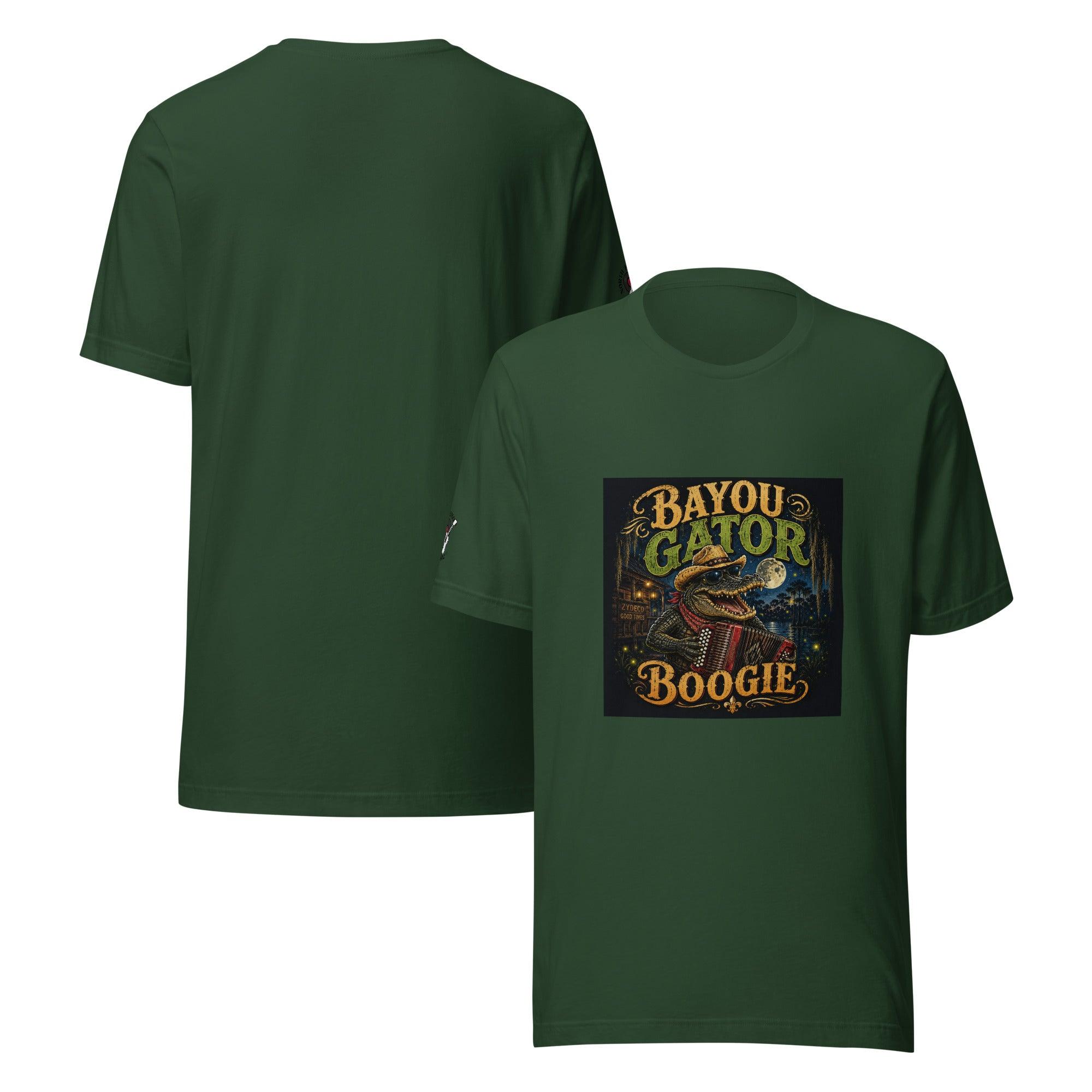 Bayou Gator Boogie Unisex Graphic T-Shirt | Louisiana Zydeco Music Tee Forest Bazaare Mart Graphic Tees