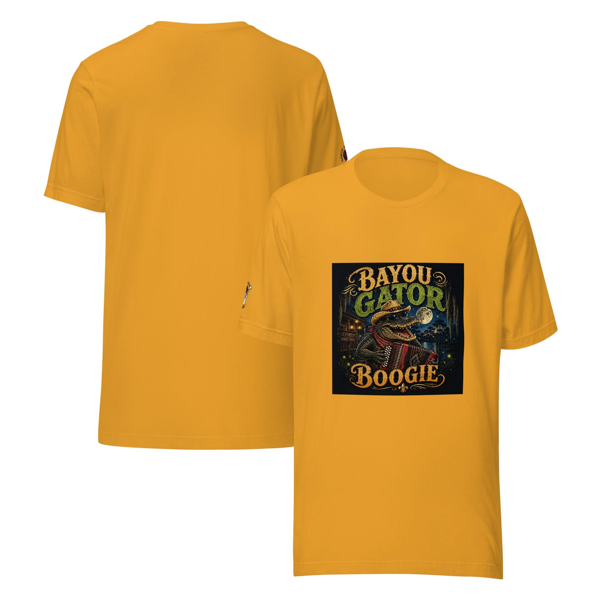 Bayou Gator Boogie Unisex Graphic T-Shirt | Louisiana Zydeco Music Tee Mustard Bazaare Mart Graphic Tees