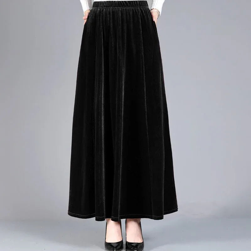 Velvet Maxi Skirt Black Bazaare Mart Velvet Skirt